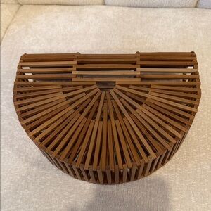 Cult Gaia Tan Bamboo Clutch in Chestnut